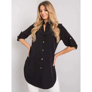 RUE PARIS Black shirt with rolled up sleeves vyobraziť