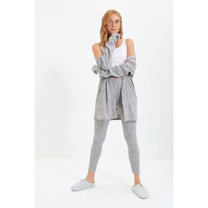 Trendyol Gray Cardigan Pants Camisole Knitted Pajamas Set vyobraziť