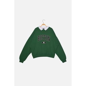Trendyol Green Printed Boyfriend Knitted Sweatshirt vyobraziť