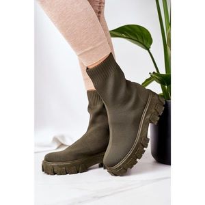 Elastic Fabric Boots On The Platform Green Inspiration vyobraziť