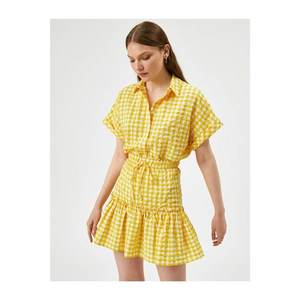 Koton Women's Yellow Check Ruffle Mini Skirt vyobraziť