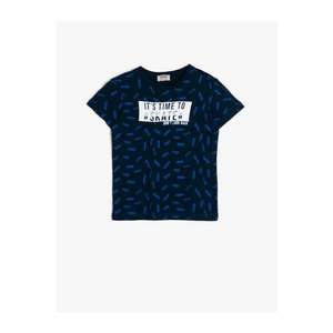 Koton Boy's Navy Blue Printed T-shirt vyobraziť