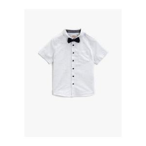 Koton Short Sleeve Shirt Classic Collar Cotton Bow Tie vyobraziť
