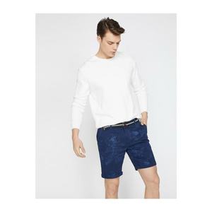 Koton Men's Navy Blue Normal Waist Pocket Detailed Patterned Shorts vyobraziť