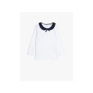 Koton Girl's White Cotton Collar Detailed Long Sleeve Polka Dot T-Shirt vyobraziť