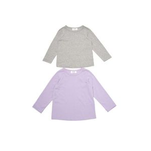 Trendyol Gray-Lilac 2-Pack Basic Girls' Knitted T-Shirt vyobraziť