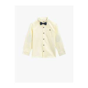 Koton Boy's Yellow Cotton Bow Tie Classic Collar Long Sleeve Shirt vyobraziť