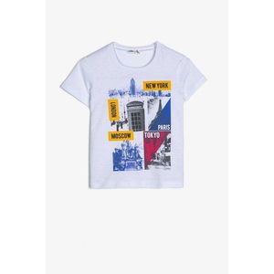 Koton Ecru Boy's Written Printed T-Shirt vyobraziť