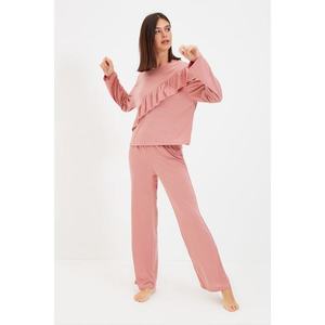 Trendyol Pink Frilly Knitted Pajamas Set vyobraziť