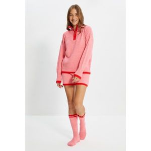 Trendyol Pink Zipper Detailed Socks Knitwear Bottom-Top Set vyobraziť