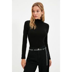 Trendyol Black Stand-Up Collar Knitted Body vyobraziť