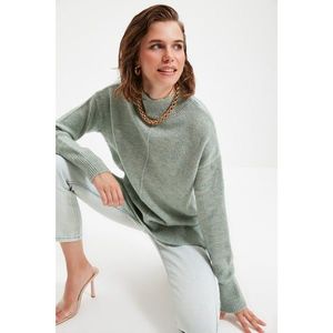 Trendyol Mint Stand Up Collar Slit Detailed Knitwear Sweater vyobraziť