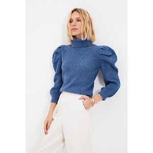 Trendyol Blue Sleeve Pleated Knitwear Sweater vyobraziť
