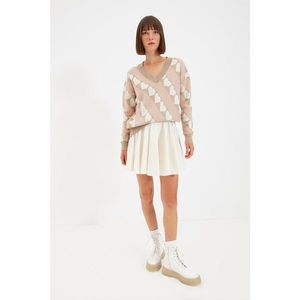 Trendyol Beige Jacquard Knitwear Sweater vyobraziť