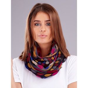 Dark gray women's scarf with a pattern of colorful peas vyobraziť