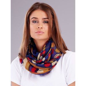 Women's navy blue scarf with a pattern of colorful peas vyobraziť