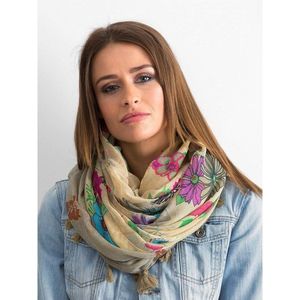 Beige scarf with floral print vyobraziť