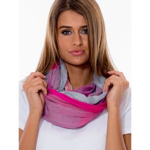 Women's scarf, navy blue and pink, with a wide check pattern vyobraziť