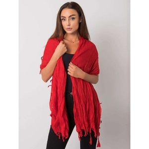 Women's red scarf with fringes vyobraziť