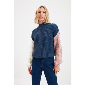 Trendyol Petrol Stand Collar Color Block Knitwear Sweater vyobraziť