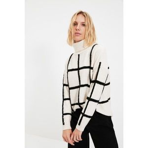 Trendyol Ecru Grid Jacquard Knitwear Sweater vyobraziť