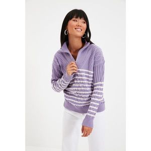 Trendyol Lilac Zipper Detailed Knitwear Sweater vyobraziť