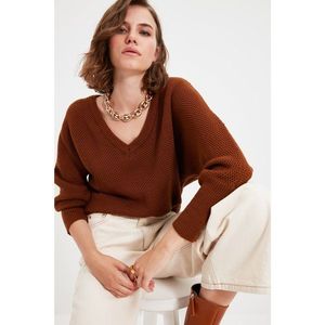 Trendyol Brown V Neck Knitwear Sweater vyobraziť