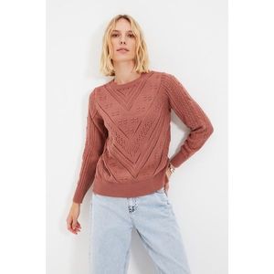 Trendyol Dried Rose Knitted Detailed Knitwear Sweater vyobraziť