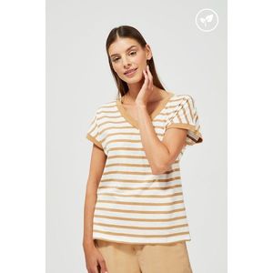 Organic Cotton Striped Blouse - Beige vyobraziť