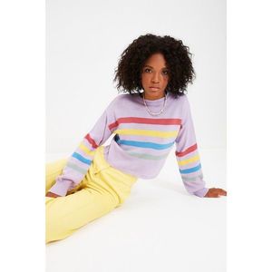 Trendyol Lilac Striped Knitwear Sweater vyobraziť