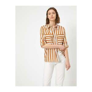 Koton Women's Brown Striped Shirt vyobraziť