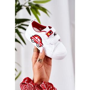 Children's Sneakers With Velcro White-Red Taxi vyobraziť