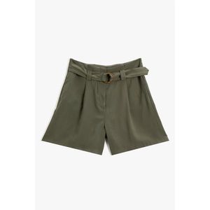 Koton Women's Belted High Waist Khaki Shorts 1yak01035pw vyobraziť