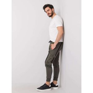 Khaki men's sweatpants with a print vyobraziť
