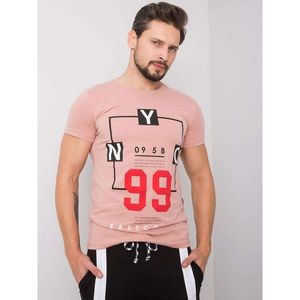 Men's powder pink T-shirt with a text print vyobraziť
