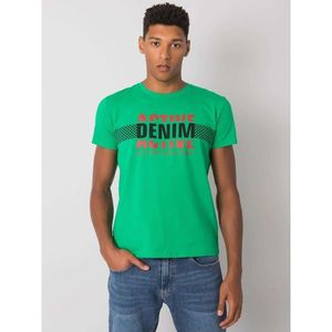 Dark green men's cotton t-shirt with a print vyobraziť