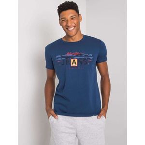 Men's navy blue cotton t-shirt vyobraziť