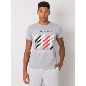 Gray men's t-shirt with a colorful print vyobraziť