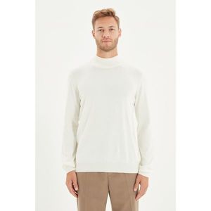 Trendyol Ecru Men's Slim Fit Half Turtleneck 100% Cotton Basic Sweater vyobraziť
