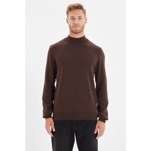 Trendyol Brown Men's Slim Fit Half Turtleneck 100% Cotton Basic Sweater vyobraziť