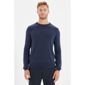 Trendyol Navy Blue Men's Slim Fit Crew Neck 100% Cotton Basic Sweater vyobraziť