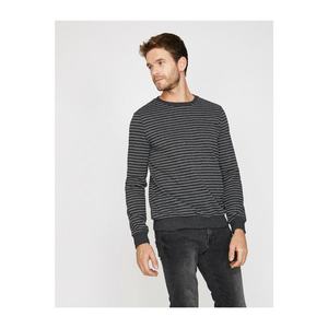 Koton Men's Gray Striped Sweater vyobraziť