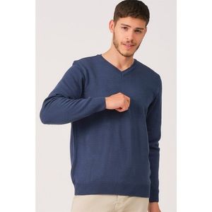 V0036 DEWBERRY MEN'S V-NECK SWEATER-INDIGO vyobraziť