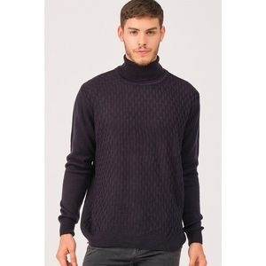 V0212 DEWBERRY MALE TURTLENECK SWEATER-LACİVERT vyobraziť