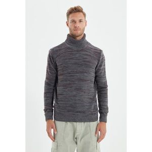 Trendyol Anthracite Men's Slim Fit Turtleneck Plaid Sweater vyobraziť