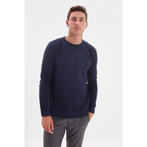 Trendyol Navy Blue Men's Slim Fit Crew Neck Textured Knitwear Sweater vyobraziť