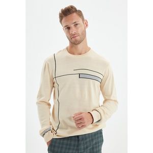 Trendyol Beige Men's Crew Neck Regular Fit Knitwear Sweater vyobraziť