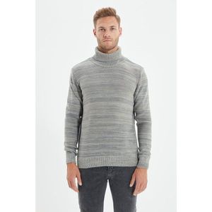 Trendyol Gray Men's Slim Fit Turtleneck Patterned Sweater vyobraziť