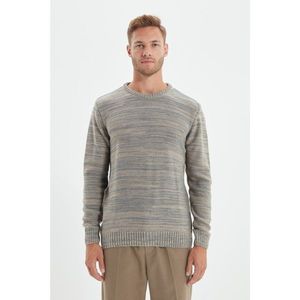 Trendyol Beige Men's Slim Fit Crew Neck Patterned Sweater vyobraziť