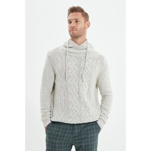 Trendyol Beige Men's Slim Fit Shawl Collar Hair Knitting Knitwear Sweater vyobraziť